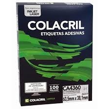 ETIQ A4360 C/100 FLS 38,1 X 63,5 CA4360 COLACRIL